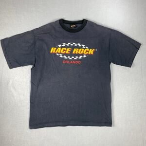 Vintage Race Rock Shirt Mens XL 90s Nascar Orlando Speedway Cotton Black